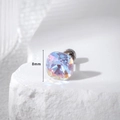 8mm square iridescent crystal stud earring with titanium steel screw back - 8MM Fat Square - 1 Piece / Sakura Pink Purple (A143-5)