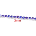 Macro detail of 3mm blue crystal tennis chain necklace with silver setting on white background - Steel Dark Blue 3mm
