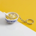 Miniature blue and white porcelain bowl keychain with decorative soup food model - No.29 Lotus Seed (Model)