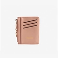 Portacarte in pelle rosa con slot multipli e cerniera dorata in stile coreano - Rosa