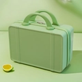 Avocado green 14-inch mini hardshell suitcase and makeup bag with dual top handles - 14" / Apple Green