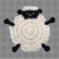 Handmade sheep crochet coaster in black and white wool for desk heat insulation - White Sheep 2