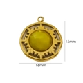 16mm round gold-plated stainless steel pendant with yellow natural stone inlay - Mustard Stone