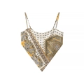 Detail of bohemian paisley print camisole in yellow silk fabric with handkerchief hem - S / Tops / Ginger Paisley Print (3)