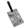 Vintage newspaper print PU luggage tag with Who Are You Calling An Old Bag? slogan - Who Are You Calling An Old Bag/Newspaper Print