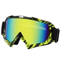 Outdoor ski goggles with black and green splash frame and colorful mirrored lenses - Yellow Graffiti Frame Yellow Mirror