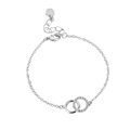 Élégant bracelet en argent à double boucle avec zircons étincelants et finition brillante - Cuivre Plaqué Or Véritable 18K / Or Blanc