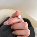 Minimalist 925 sterling silver open ring featuring a single elegant white pearl detail - Pearl Inlaid Opening Style(JZ0090)