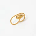 Modern gold double finger ring featuring a minimalist smooth oval capsule design - Double Finger Oval Bean Style (KD788)