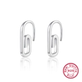 Minimalistische S925 Sterling Silber Büroklammer Ohrringe in glänzendem Silber - Silberner Büroklammer-Stil (Stil 3) / 925er Silber