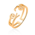 Anello regolabile LOVE placcato oro 18K con cristalli scintillanti e design a doppia fascia - Oro KC (Lettere LOVE)