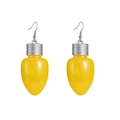 Detail of yellow bulb earrings with silver hooks showing a smooth resin finish - Yellow Bulb