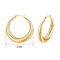 Detailed view of 25mm gold hoop earrings with dimensions and high-polish finish - Waterdrop Oval - Medium / 25mm / Gold
