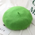 Vibrant green wool blend beret hat with knitted texture for winter fashion - Fruit Green / Adjustable