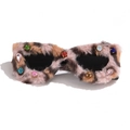 Cat eye sunglasses featuring leopard faux fur frame and colorful sparkling rhinestones - Leopard Print
