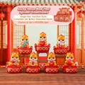 Set of six cute hamster figurines with lucky charms and golden prosperity base - -459 Ruima Welcomes Fortune Spinning Set 6 / Full Box Set
