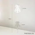 Silver hollow bell Christmas ornament with bow and crystal pendant 58cm length - Silver Bell String