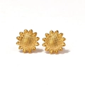 Golden sunflower stud earrings in titanium steel with detailed 5-petal floral design - Gold Sunflower