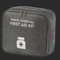 Gray knitted travel first aid kit bag with double zipper and white medical cross logo - Gray