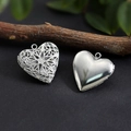 Polished and filigree heart-shaped stainless steel locket pendants in silver finish - Hollow Hexagram Heart Locket 25.5*26mm / Hand Polishing