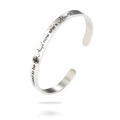 Silver stainless steel C-shaped open cuff bracelet with engraved memorial lettering - Silver G3506-I used to be