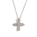Collana con croce in acciaio inossidabile argento e trama lavica martellata su catena sottile - Collana Classica con Pendente a Croce / Color Acciaio