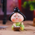 Cute resin Tang Dynasty girl figurine in green and yellow dress playing Go chess - 1229-3 Chess