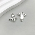 Silver vintage style octopus charms with detailed tentacles and top hanging rings - Antique Silver Ocean Small Octopus 16*18mm