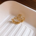 Golden Cuban link hoop earrings with micro-pave cubic zirconia crystals for women - Cuban Link Zircon Hoop / 3# Interlocking Round Zircon Ear Buckles (Gold Plated)