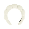Chic ivory white sponge headband with thick cloud wave design for hair styling - Off White