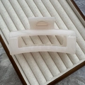 Thick square shark hair claw clip in translucent jelly beige resin for women - 13cm Square / Jelly White