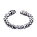 Men's titanium steel woven chain bracelet with a magnetic clasp in silver finish - Silver Style (KB92434-BD)