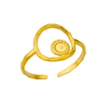 Minimalist 18k gold plated stainless steel open ring with geometric circle design - Style 4819-Geometric Disk Hammered