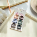 Set of 6 matte mini hair claws in assorted colors on cat display card for women - Square A 2.5cm