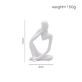 Modern minimalist white abstract thinker sculpture, matte resin ornament 13cm x 8cm size - Mini White - Left Thinking