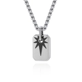 Collana in acciaio al titanio con pendente rettangolare stella bussola e catena box - Ciondolo Stella Nera (Catena non inclusa)