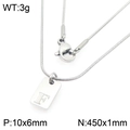 Zilveren roestvrijstalen slangenketting met rechthoekige hanger met de letter F - Zilveren Letter F (KN293406-Z)