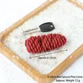 Red dyed spruce pine cone 8-10cm for Christmas DIY decor on white artificial snow - 8-10cm Red Dyed Spruce Pine Cones