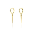 Golden huggie earrings with long spiked cone pendants in a modern punk minimalist style - Gold Slim Spike
