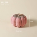 Pink velvet Christmas pumpkin decor with gold stem and rhinestones, size 20x20x15cm - Large Pumpkin Shape