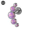 G23 titanium labret stud with five gradient pink and blue opal stones in curved setting - G23 Titanium 1.2*6mm / Style 19-Pink Purple Opal (OP38)