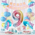 9th birthday party kit with large gradient number 9 balloon and colorful latex balloons - Number 9 Set