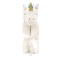 White unicorn baby plush blanket roll with golden horn and soft ribbon gift wrap - One Size / Unicorn