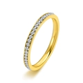Polished gold stainless steel eternity ring with cubic zirconia at a 45-degree angle - US 5 / Gold