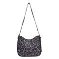 Borsa hobo grigio scuro leopardata con tracolla in pelle nera e fibbia metallica - Leopardato Nero