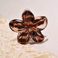 7cm plumeria flower hair claw clip featuring classic tortoiseshell pattern and glossy finish - Dark Coffee Leopard 8cm