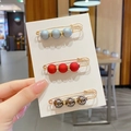 Three-color set of elegant pearl brooches with gold pins and sparkling crystal spacers - Style 28 - 15th Set 3 Pcs