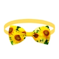 Detailed view of yellow sunflower pet bowtie made of ribbed grosgrain fabric material - Yellow Sunflower