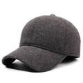 Winter wool baseball cap for men in dark grey with thick fleece lining and ear protection - Adjustable / Gray