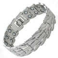 Silver magnetic health bracelet with double-row dragon pattern and polished finish - Branch Pattern Silver